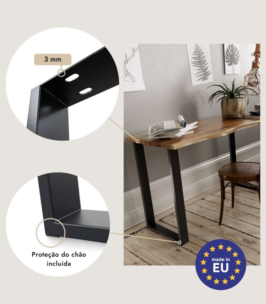 Estrutura retangular com proteção do chão incluída e aço de 3 mm – ideal para interiores