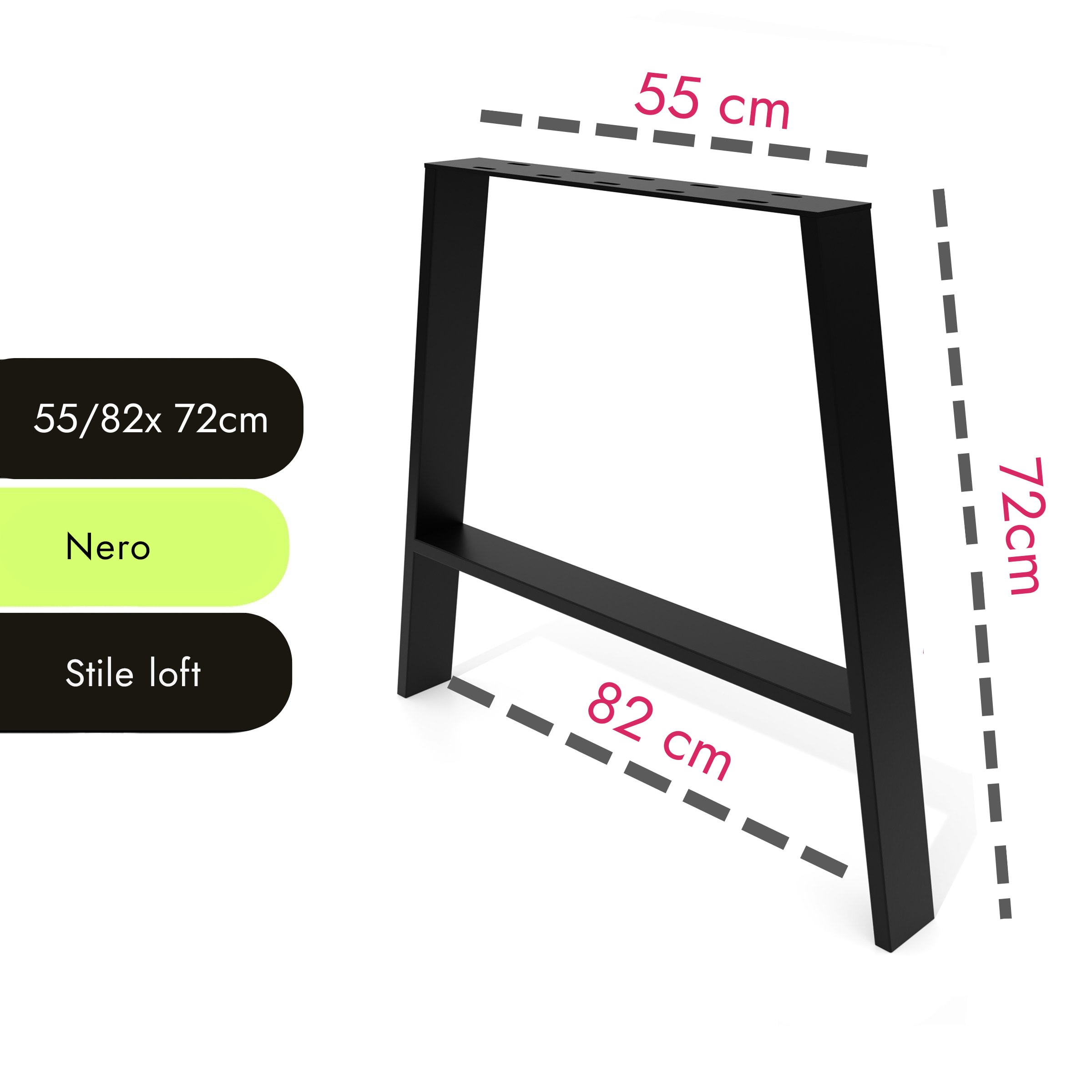 GAMBE TAVOLO A X IN FERRO pz.2 70x72x8