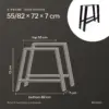 Dimensions of A-shaped table legs 55/82 × 72 cm: 55 cm wide at the top, 82 cm at the bottom, 72 cm high, 7 cm deep