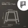 Medidas de las patas de mesa en A 55/82 × 72 cm: 55 cm arriba, 82 cm abajo, 72 cm de alto, 7 cm de fondo