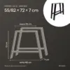 Misure gambe ad A 55/82 × 72 cm: 55 cm in alto, 82 cm in basso, 72 cm di altezza, 7 cm di profondità