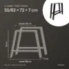 Afmetingen A-vormige tafelpoten 55/82 × 72 cm: boven 55 cm, onder 82 cm breed, 72 cm hoog, 7 cm diep