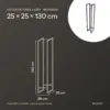 Medidas del estante para leña 25 × 25 × 130 cm: 25 cm de ancho, 25 cm de fondo, 130 cm de alto, para 0,06 m³ de leña