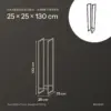 Afmetingen haardhoutrek 25 × 25 × 130 cm: 25 cm breed, 25 cm diep, 130 cm hoog, voor 0,06 m³ hout
