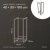 Dimensions du range-bûches 40 × 30 × 100 cm : 40 cm de large, 30 cm de profondeur, 100 cm de haut, pour 0,09 m³ de bois