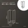 Afmetingen haardhoutrek 40 × 30 × 100 cm: 40 cm breed, 30 cm diep, 100 cm hoog, voor 0,09 m³ hout