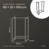 Dimensions du range-bûches 60 × 25 × 100 cm : 60 cm de large, 25 cm de profondeur, 100 cm de haut, pour 0,12 m³ de bois