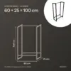 Misure portalegna 60 × 25 × 100 cm: 60 cm di larghezza, 25 cm di profondità, 100 cm di altezza, per 0,12 m³ di legna