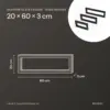 Dimensions du support d’étagère 20 × 60 × 3 cm : 20 cm de haut, 60 cm de profondeur