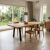 Table à manger en chêne avec pieds de table en U noirs, 70/90 × 70 cm