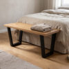 Banc en chêne avec pieds de table en V noirs, 45/30 × 42 cm