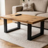 Table basse en chêne avec pieds de table rectangulaires noirs, 40 × 30 cm
