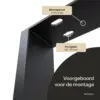 Rechthoekige tafelpoten: montageplaat van 3 mm staal met sleufgaten van 20 × 10 mm