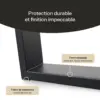 Pieds de table rectangulaires : acier thermolaqué, patins de protection inclus