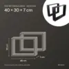 Medidas dos pés de mesa retangulares 40 × 30 cm: 40 cm de largura, 30 cm de altura, 7 cm de profundidade