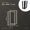 Maße Tischkufen 50 × 100 cm: 50 cm breit, 100 cm hoch, 7 cm tief