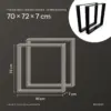 Dimensions des pieds de table rectangulaires 70 × 72 cm : 70 cm de large, 72 cm de haut, 7 cm de profondeur