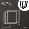 Misure gambe rettangolari 70 × 72 cm: 70 cm di larghezza, 72 cm di altezza, 7 cm di profondità