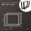 Dimensions of rectangular table legs 90 × 72 cm: 90 cm wide, 72 cm high, 7 cm deep