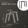 Maße U-Form 30/45 × 40 cm: oben 30 cm, unten 45 cm breit, 40 cm hoch, 7 cm tief