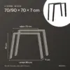Maße U-Form 70/90 × 70 cm: oben 70 cm, unten 90 cm breit, 70 cm hoch, 7 cm tief