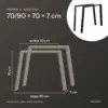 Medidas de las patas de mesa en U 70/90 × 70 cm: 70 cm arriba, 90 cm abajo, 70 cm de alto, 7 cm de fondo