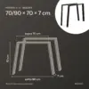 Misure gambe a U 70/90 × 70 cm: 70 cm in alto, 90 cm in basso, 70 cm di altezza, 7 cm di profondità