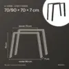 Afmetingen U-vormige tafelpoten 70/90 × 70 cm: boven 70 cm, onder 90 cm breed, 70 cm hoog, 7 cm diep