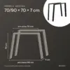Medidas dos pés de mesa em U 70/90 × 70 cm: 70 cm em cima, 90 cm em baixo, 70 cm de altura, 7 cm de profundidade