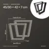 Dimensions forme en V 45/30 × 42 cm : 45 cm de large en haut, 30 cm en bas, 42 cm de haut, 7 cm de profondeur