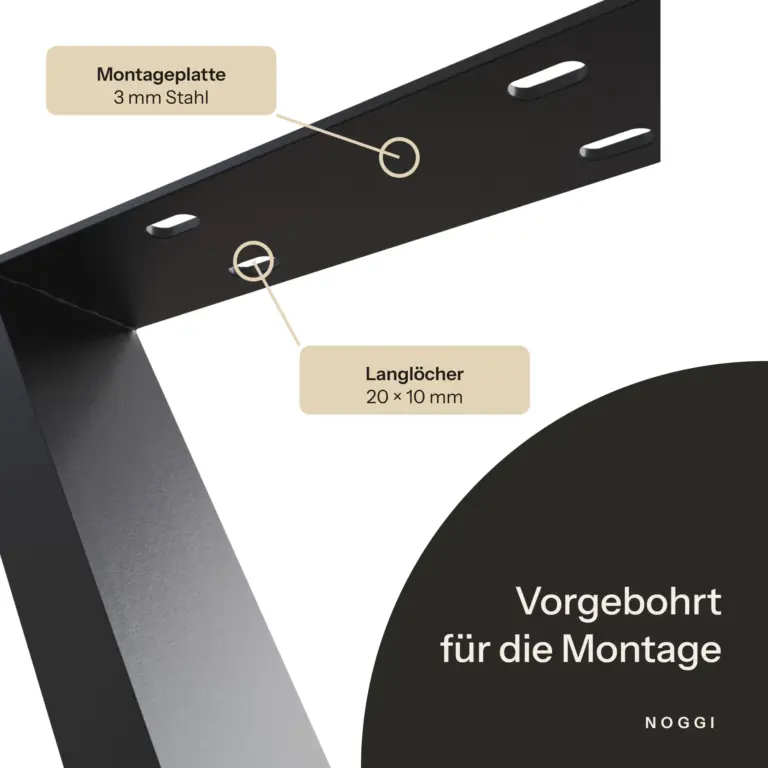 X-Form: Montageplatte aus 3 mm Stahl mit Langlöchern 20 × 10 mm