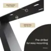 X shape: 3 mm steel mounting plate with 20 × 10 mm slotted holes