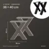 Dimensions X shape 36 × 40 cm: 36 cm wide, 40 cm high