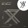 Dimensions X shape 86 × 80 cm: 86 cm wide, 80 cm high
