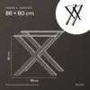 Medidas forma em X 86 × 80 cm: 86 cm de largura, 80 cm de altura